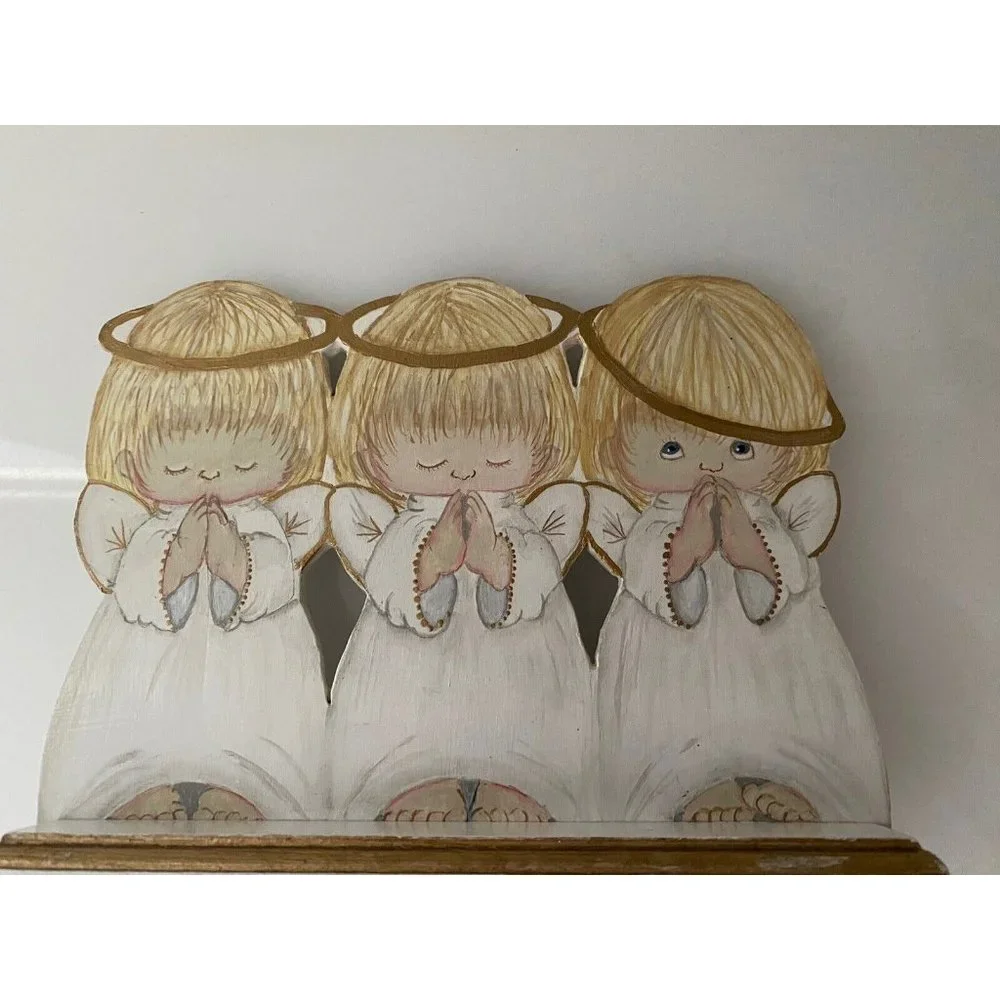 Hand Painted Wood Angels Hand Painted Standing Plaque 7